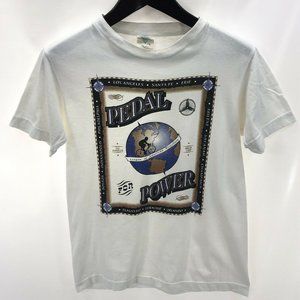 PEDAL FOR POWER 1995 Mens S White T-shirt Vintage